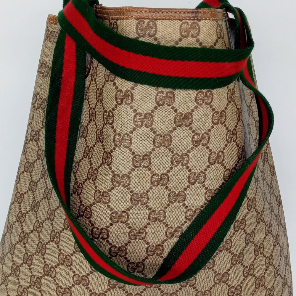 SALE! Vintage Gucci Sherry Line Guccissima Monogram Leather Tote Shoulder Bag - Picture 8 of 16